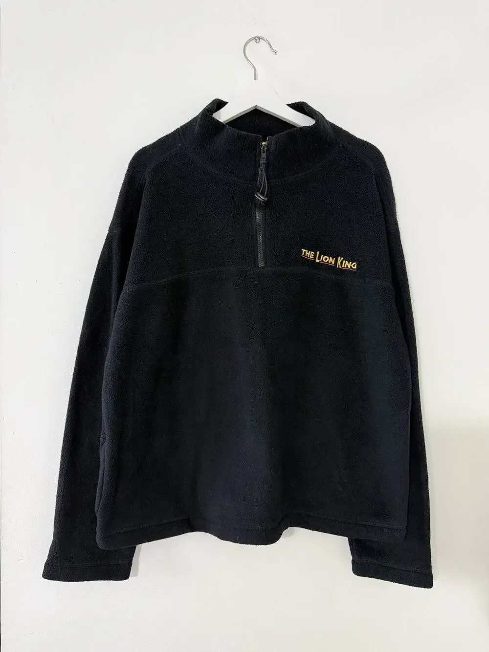 Disney The Lion King Broadway Musical Fleece Jacket Mens L Black 1/4 Zip Sweater